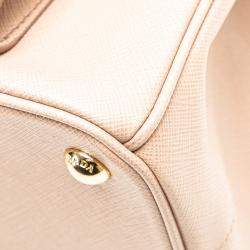 Prada Pink Saffiano Lux Front Pocket Galleria Double Zip Satchel Bag