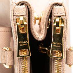 Prada Pink Saffiano Lux Front Pocket Galleria Double Zip Satchel Bag