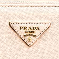 Prada Pink Saffiano Lux Front Pocket Galleria Double Zip Satchel Bag