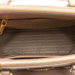 Prada Pink Saffiano Lux Front Pocket Galleria Double Zip Satchel Bag