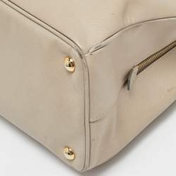 Prada Beige Leather Middle Zip Tote