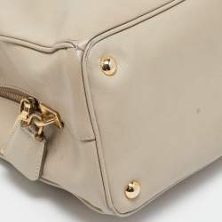 Prada Beige Leather Middle Zip Tote