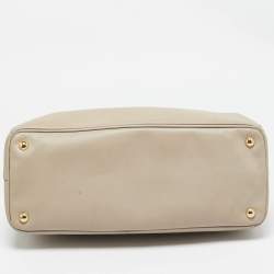 Prada Beige Leather Middle Zip Tote