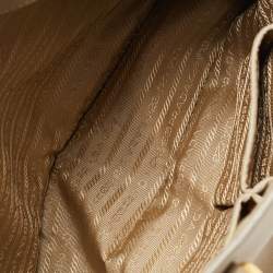 Prada Beige Leather Middle Zip Tote