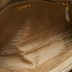 Prada Beige Leather Middle Zip Tote
