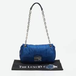 Prada Blue Nylon Bomber Chain Shoulder Bag