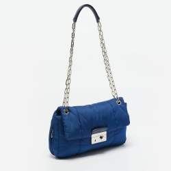 Prada Blue Nylon Bomber Chain Shoulder Bag