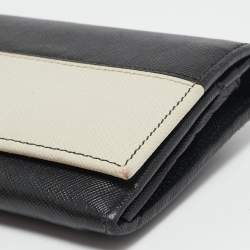 مملوكة مسبقًا Prada Black/White Saffiano Leather Continental Wallet