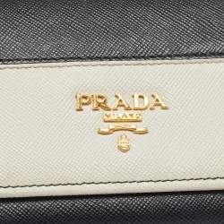 مملوكة مسبقًا Prada Black/White Saffiano Leather Continental Wallet