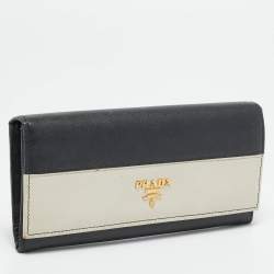 مملوكة مسبقًا Prada Black/White Saffiano Leather Continental Wallet