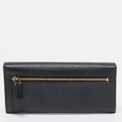 مملوكة مسبقًا Prada Black/White Saffiano Leather Continental Wallet