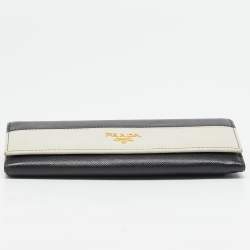 مملوكة مسبقًا Prada Black/White Saffiano Leather Continental Wallet