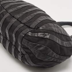 Prada Black Leather and Nylon Waves Hobo