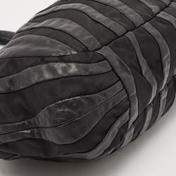 Prada Black Leather and Nylon Waves Hobo