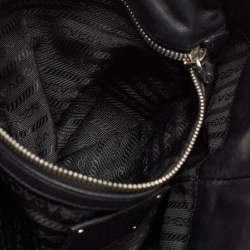 Prada Black Leather and Nylon Waves Hobo