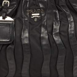 Prada Black Leather and Nylon Waves Hobo