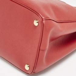 Prada Red Saffiano Lux Leather Medium Double Zip Tote