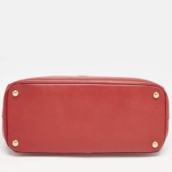 Prada Red Saffiano Lux Leather Medium Double Zip Tote