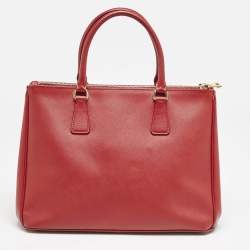 Prada Red Saffiano Lux Leather Medium Double Zip Tote