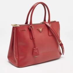 Prada Red Saffiano Lux Leather Medium Double Zip Tote