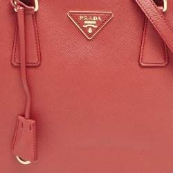 Prada Red Saffiano Lux Leather Medium Double Zip Tote
