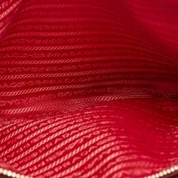 Prada Red Saffiano Lux Leather Medium Double Zip Tote