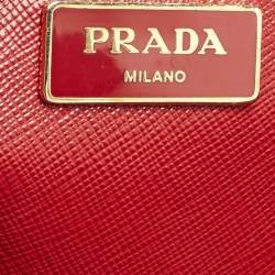 Prada Red Saffiano Lux Leather Medium Double Zip Tote