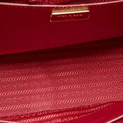 Prada Red Saffiano Lux Leather Medium Double Zip Tote