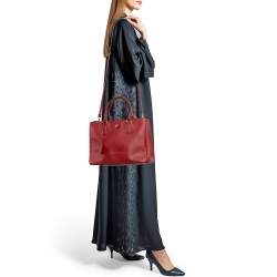 Prada Red Saffiano Lux Leather Medium Double Zip Tote