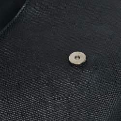 Pre Owned Prada Black Saffiano Leather Small Monochrome Flap Shoulder Bag