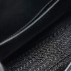 Pre Owned Prada Black Saffiano Leather Small Monochrome Flap Shoulder Bag