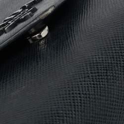 Pre Owned Prada Black Saffiano Leather Small Monochrome Flap Shoulder Bag