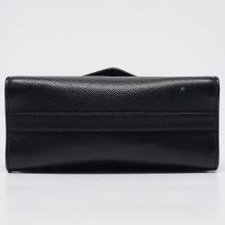 Pre Owned Prada Black Saffiano Leather Small Monochrome Flap Shoulder Bag