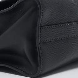 Pre Owned Prada Black Saffiano Leather Small Monochrome Flap Shoulder Bag