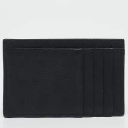 Pre Owned Prada Black Saffiano Leather Metal Logo Card Case
