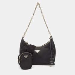 Prada Black Nylon and Leather Re-Edition 2005 Shoulder Bag