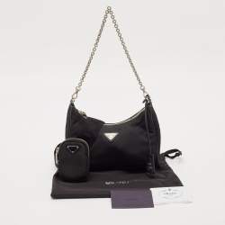 Prada Black Nylon and Leather Re-Edition 2005 Shoulder Bag