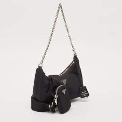 Prada Black Nylon and Leather Re-Edition 2005 Shoulder Bag