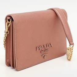 Pre Owned Prada Metallic Leather Monochrome Crossbody Bag