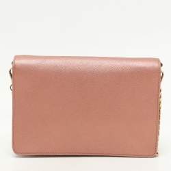 Pre Owned Prada Metallic Leather Monochrome Crossbody Bag