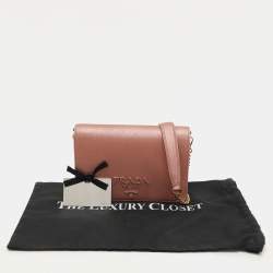 Pre Owned Prada Metallic Leather Monochrome Crossbody Bag
