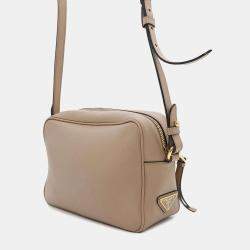 Prada Beige Leather Logo Shoulder Bag 