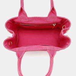 Prada Pink Canvas Canapa Shoulder Tote Bag 