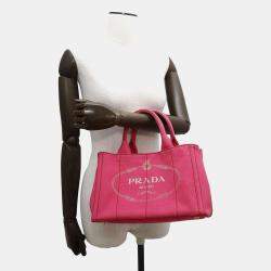 Prada Pink Canvas Canapa Shoulder Tote Bag 