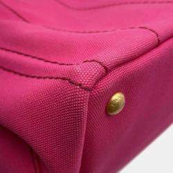Prada Pink Canvas Canapa Shoulder Tote Bag 