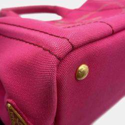 Prada Pink Canvas Canapa Shoulder Tote Bag 