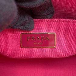 Prada Pink Canvas Canapa Shoulder Tote Bag 