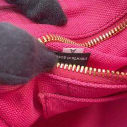 Prada Pink Canvas Canapa Shoulder Tote Bag 