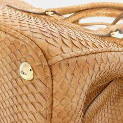 Prada Gold/Brown Leather Top Handle Bag