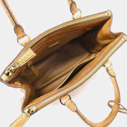 Prada Gold/Brown Leather Top Handle Bag